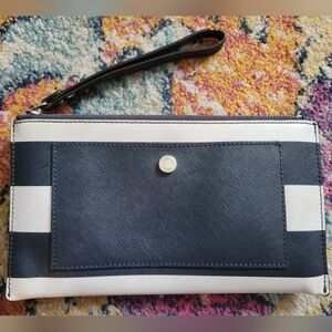 Michael Kors White and Navy Blue Wristlet